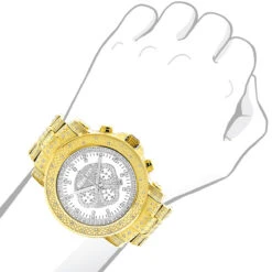Iced Out Luxurman Men's Diamond Watch W Chronograph Yellow Gold Plated 2ct -Luxurman iced out luxurman mens diamond watch w chronograph yellow gold plated 2ct bod