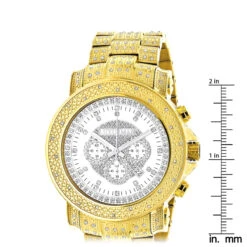 Iced Out Luxurman Men's Diamond Watch W Chronograph Yellow Gold Plated 2ct -Luxurman iced out luxurman mens diamond watch w chronograph yellow gold plated 2ct ruler
