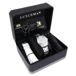 Iced Out Luxurman Women's Diamond Watch Tribeca 1.5ct -Luxurman iced out luxurman womens diamond watch tribeca 15ct box