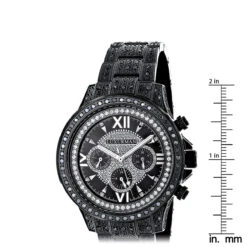 Iced Out Men's Black Diamond Luxurman Watch 3ct -Luxurman iced out mens black diamond luxurman watch 3ct ruler