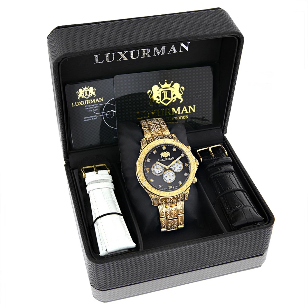 Iced Out Men's Diamond Watch 1.25ct Yellow Gold Plated Luxurman Liberty 4 Iced Out Men's Diamond Watch 1.25ct Yellow Gold Plated Luxurman Liberty - Image 4