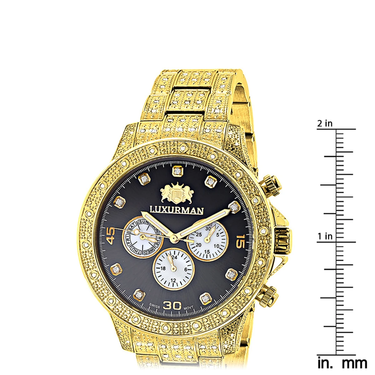 Iced Out Men's Diamond Watch 1.25ct Yellow Gold Plated Luxurman Liberty 5 Iced Out Men's Diamond Watch 1.25ct Yellow Gold Plated Luxurman Liberty - Image 5