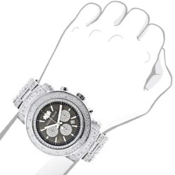 Iced Out Men's Diamond Watch Luxurman 2ct Escalade Oversized W Chronograph -Luxurman iced out mens diamond watch luxurman 2ct escalade oversized w chronograph bod