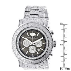 Iced Out Men's Diamond Watch Luxurman 2ct Escalade Oversized W Chronograph -Luxurman iced out mens diamond watch luxurman 2ct escalade oversized w chronograph ruler