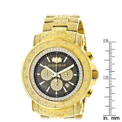 Iced Out Men's Diamond Watch Luxurman 2ct Yellow Gold Plated 9 Iced Out Men's Diamond Watch Luxurman 2ct Yellow Gold Plated -Luxurman iced out mens diamond watch luxurman 2ct yellow gold plated ruler