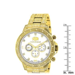 Iced Out Men's Luxurman Watch With Diamond Band 1.25ct Yellow Gold 9 Iced Out Men's Luxurman Watch With Diamond Band 1.25ct Yellow Gold -Luxurman iced out mens luxurman watch with diamond band 125ct yellow gold 4 ruler