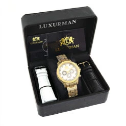 Iced Out Men's Luxurman Watch With Diamond Band 1.25ct Yellow Gold 8 Iced Out Men's Luxurman Watch With Diamond Band 1.25ct Yellow Gold -Luxurman iced out mens luxurman watch with diamond band 125ct yellow gold 4 1