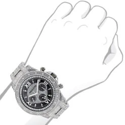 Iced Out Men's Watch With Diamond Band 1.25ct Luxurman Liberty -Luxurman iced out mens watch with diamond band 125ct luxurman liberty bod