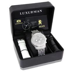 Iced Out Luxurman Men's Diamond Watch 1.25ct 8 Iced Out Luxurman Men's Diamond Watch 1.25ct -Luxurman iced out watches luxurman mens diamond watch 125ct p 9286box