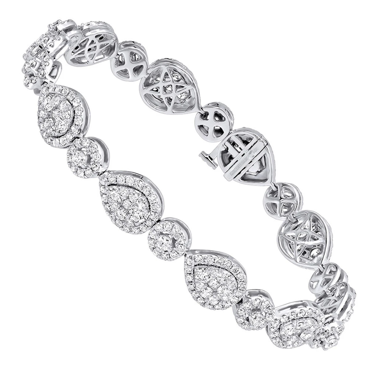 In Line 14K White Gold Unique Round Diamond Drop Bracelet For Women 7 Carat 1 In Line 14K White Gold Unique Round Diamond Drop Bracelet For Women 7 Carat