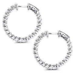 1 Inch Inside Out Classic Diamond Hoop Earrings 2.75ct 14K White Gold G-H VS-SI -Luxurman inside out classic diamond hoop earrings 315ct 14k gold backwh