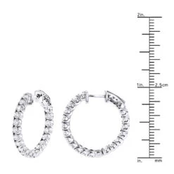 1 Inch Inside Out Classic Diamond Hoop Earrings 2.75ct 14K White Gold G-H VS-SI -Luxurman inside out classic diamond hoop earrings 315ct 14k gold rulerwh
