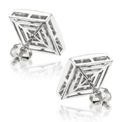 Invisible Set Princess Cut Diamond Stud Earrings 3.05ct 14K White Gold -Luxurman invisible set princess cut diamond stud earrings 305ct 14k gold backwh