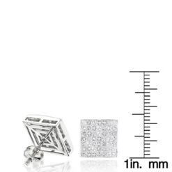 Invisible Set Princess Cut Diamond Stud Earrings 3.05ct 14K White Gold -Luxurman invisible set princess cut diamond stud earrings 305ct 14k gold rulerwh