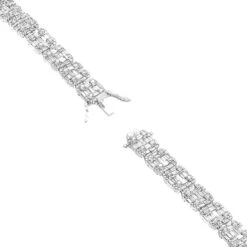 14K White Gold Baguette And Round Diamond Tennis Bracelet For Men & Women 14CT 10 14K White Gold Baguette And Round Diamond Tennis Bracelet For Men & Women 14CT -Luxurman jewelry 14k gold baguette and round diamond tennis bracelet for men women 14ct backwh