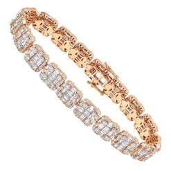 14K White Gold Baguette And Round Diamond Tennis Bracelet For Men & Women 14CT 9 14K White Gold Baguette And Round Diamond Tennis Bracelet For Men & Women 14CT -Luxurman jewelry 14k gold baguette and round diamond tennis bracelet for men women 14ct ro