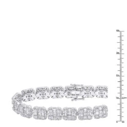 14K White Gold Baguette And Round Diamond Tennis Bracelet For Men & Women 14CT 12 14K White Gold Baguette And Round Diamond Tennis Bracelet For Men & Women 14CT -Luxurman jewelry 14k gold baguette and round diamond tennis bracelet for men women 14ct rulerwh