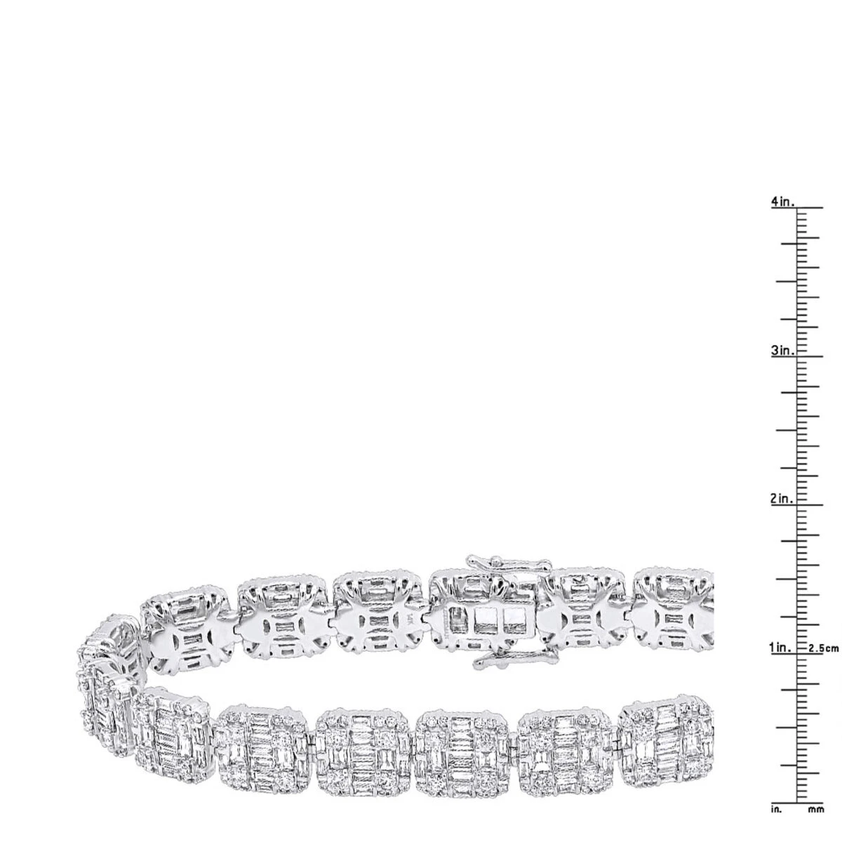 14K White Gold Baguette And Round Diamond Tennis Bracelet For Men & Women 14CT 6 14K White Gold Baguette And Round Diamond Tennis Bracelet For Men & Women 14CT - Image 6