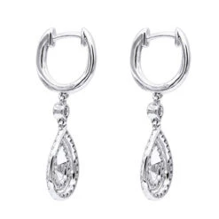 14K White Gold Diamond Dangle Drop Earrings For Women By Luxurman 1.2ct -Luxurman jewelry 14k gold diamond dangle drop earrings for women by luxurman 12ct backwh