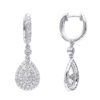 14K White Gold Diamond Dangle Drop Earrings For Women By Luxurman 1.2ct