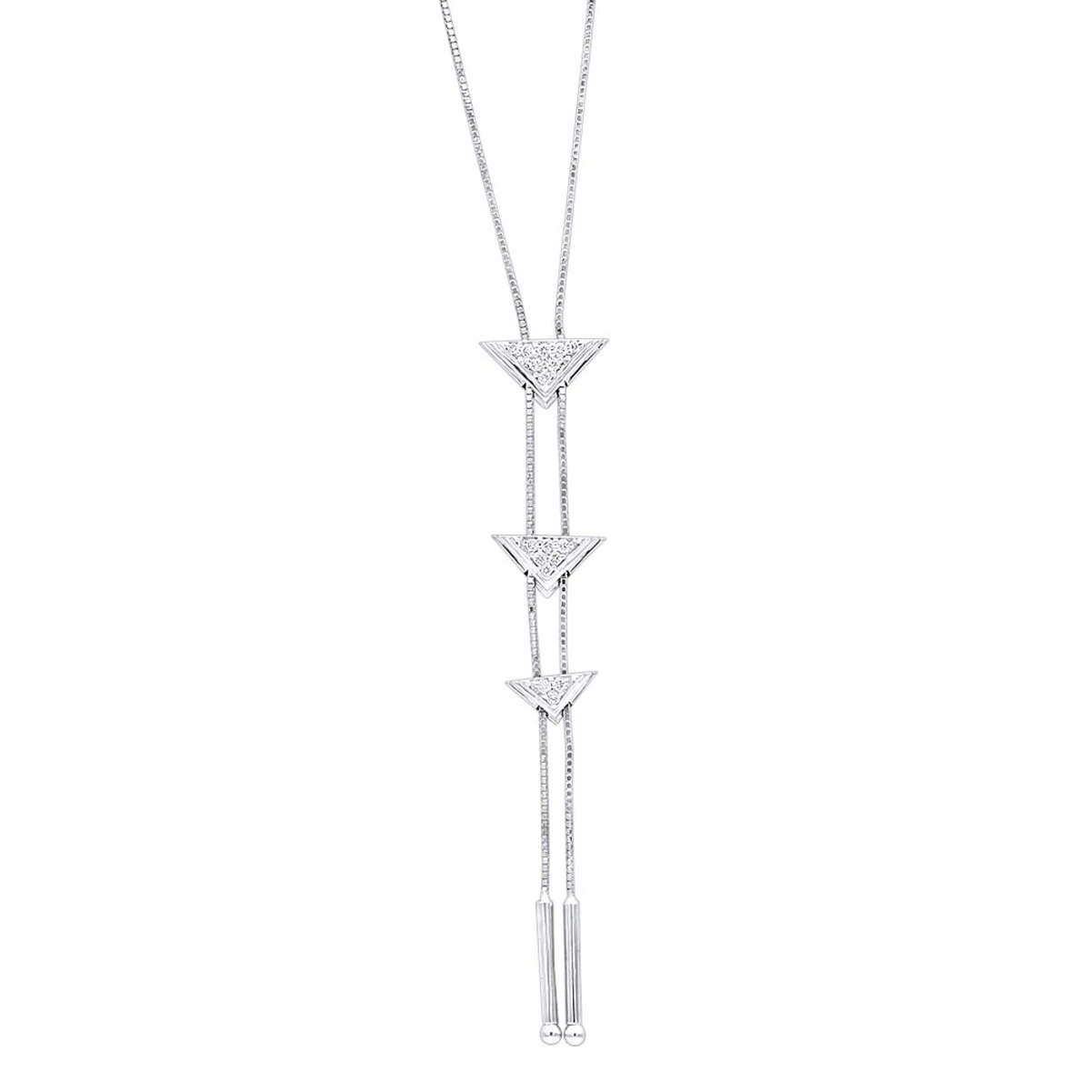 14K White Gold Diamond Triangle Necklace For Women Adjustable By LUXURMAN 0.25ct 1 14K White Gold Diamond Triangle Necklace For Women Adjustable By LUXURMAN 0.25ct