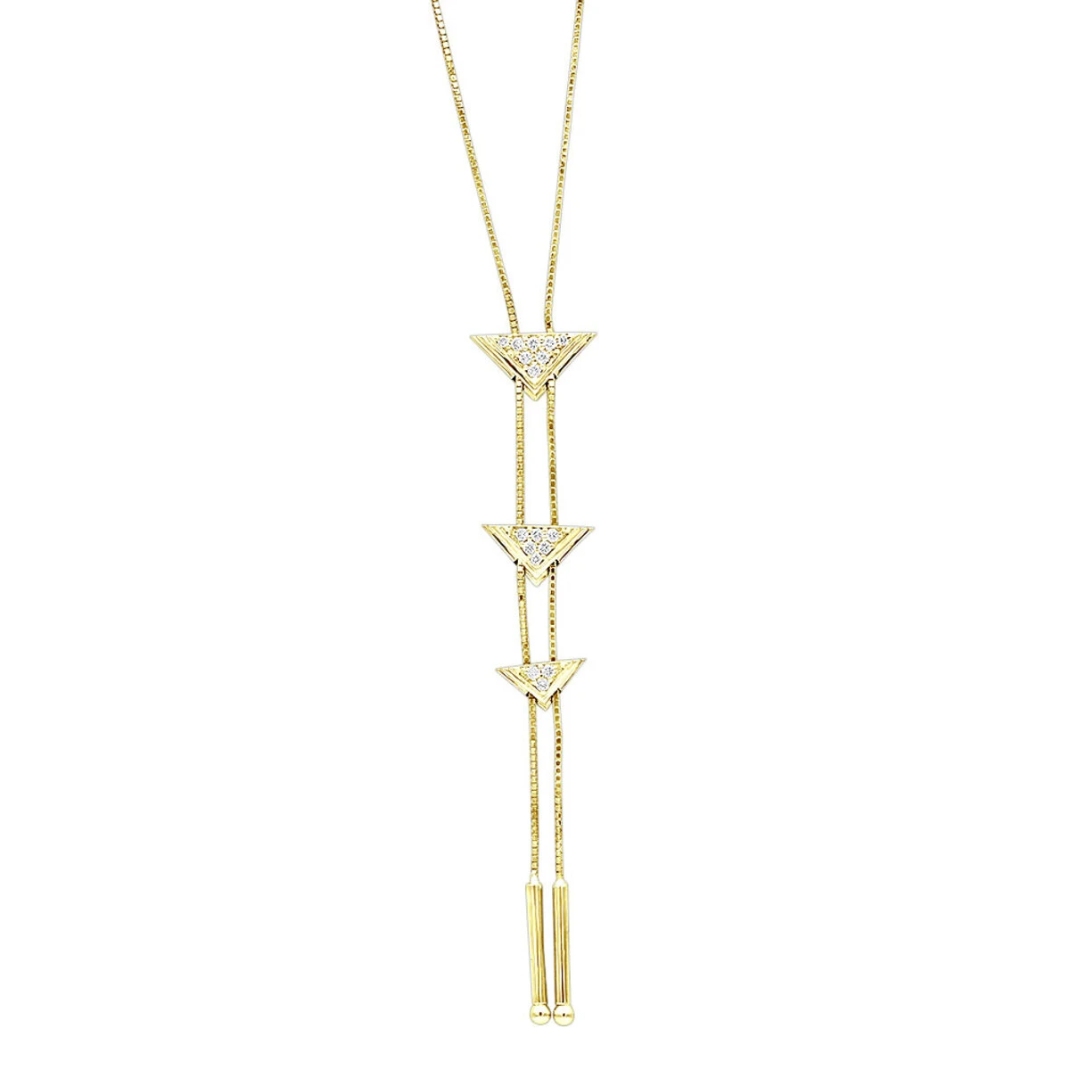 14K White Gold Diamond Triangle Necklace For Women Adjustable By LUXURMAN 0.25ct 2 14K White Gold Diamond Triangle Necklace For Women Adjustable By LUXURMAN 0.25ct - Image 2