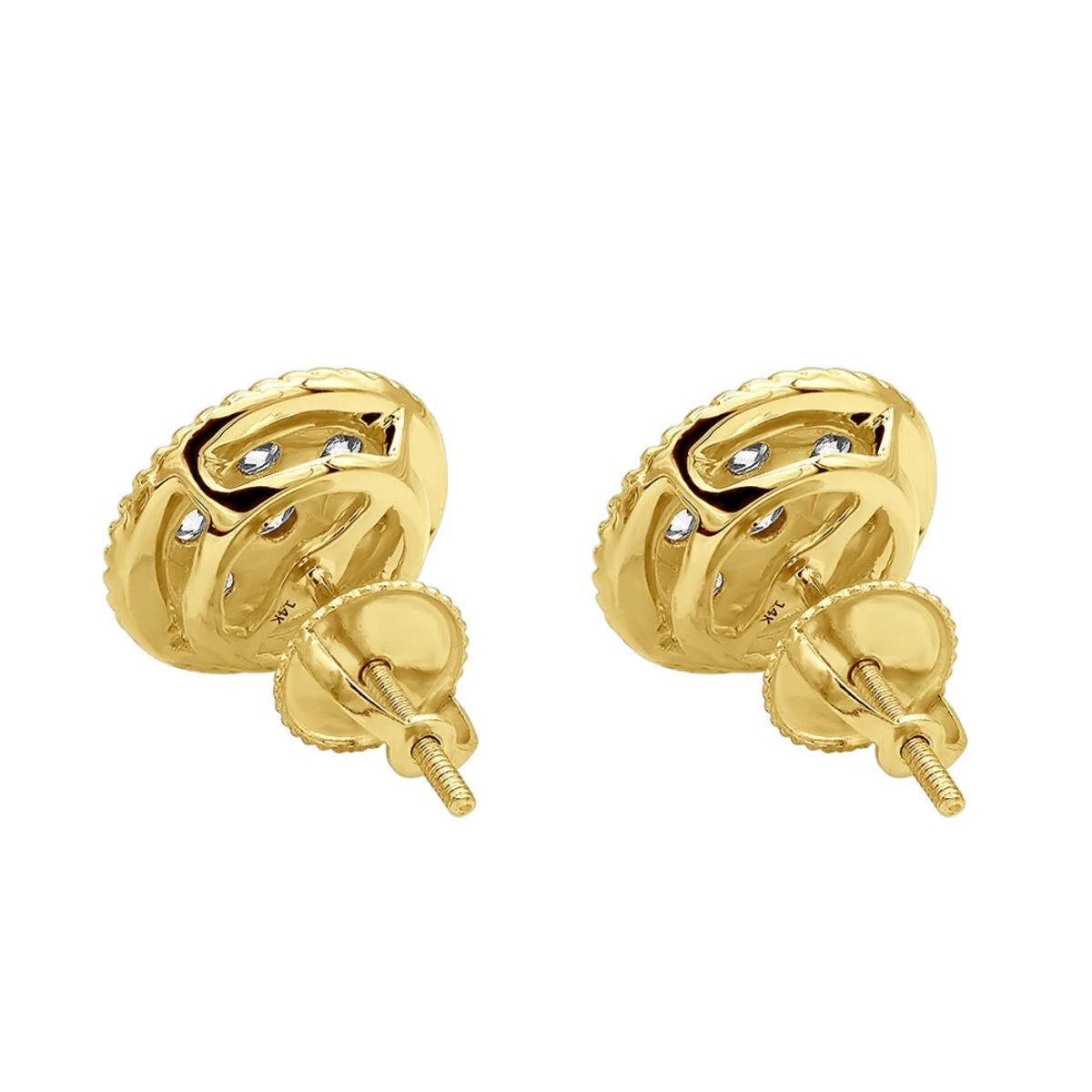 14K Yellow Gold Large Diamond Cluster Earrings Studs For Men & Women 5 Carat Look 5 14K Yellow Gold Large Diamond Cluster Earrings Studs For Men & Women 5 Carat Look - Image 5
