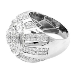 14K Yellow Gold Large Dome Shaped Men's Diamond Statement Ring 3D Design 3.5ct -Luxurman jewelry 14k gold large dome shaped mens diamond statement ring 3d design 35ct 803187 backwh