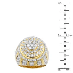 14K Yellow Gold Large Dome Shaped Men's Diamond Statement Ring 3D Design 3.5ct -Luxurman jewelry 14k gold large dome shaped mens diamond statement ring 3d design 35ct 803187 rulerye