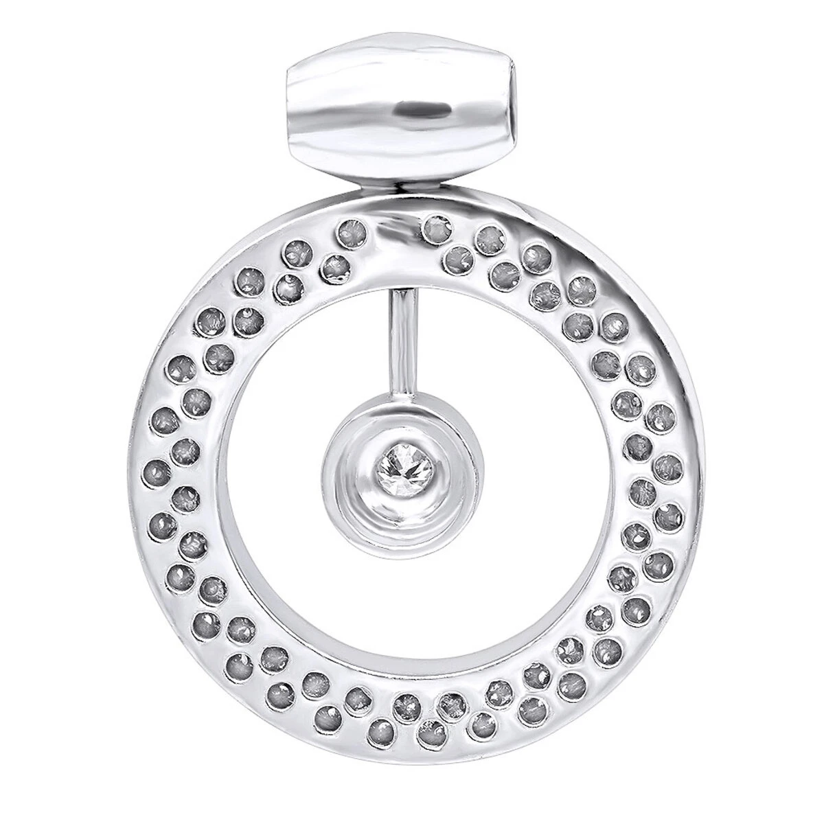 14K White Gold Large Round Shape Diamond Circle Pendant For Women 5.25CT Luxurman 4 14K White Gold Large Round Shape Diamond Circle Pendant For Women 5.25CT Luxurman - Image 4