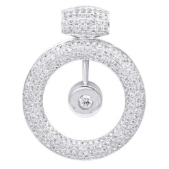 14K White Gold Large Round Shape Diamond Circle Pendant For Women 5.25CT Luxurman