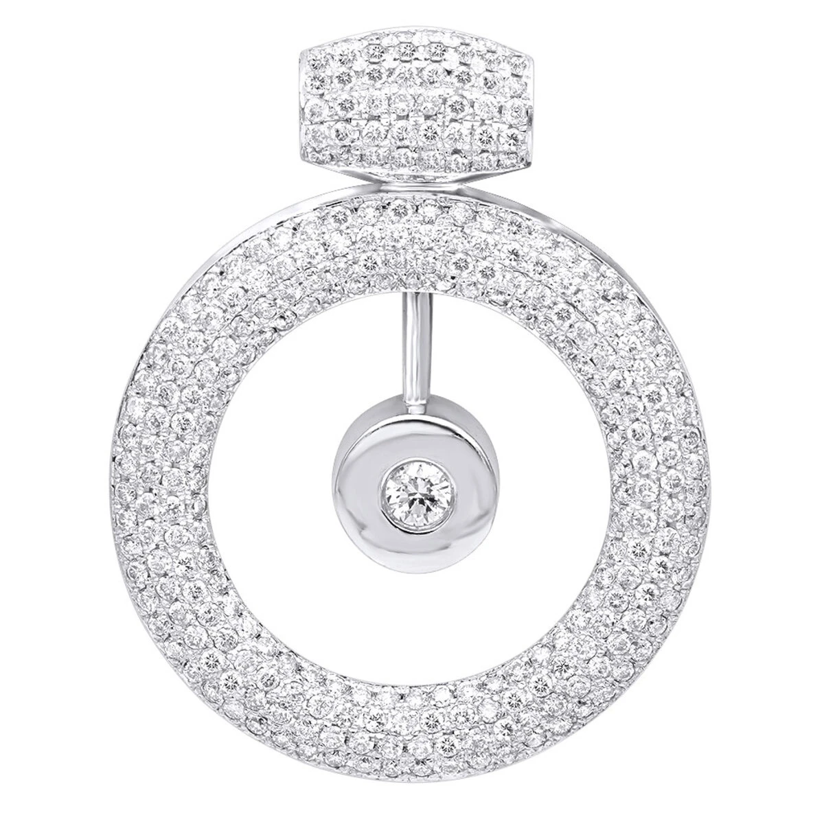 14K White Gold Large Round Shape Diamond Circle Pendant For Women 5.25CT Luxurman 1 14K White Gold Large Round Shape Diamond Circle Pendant For Women 5.25CT Luxurman