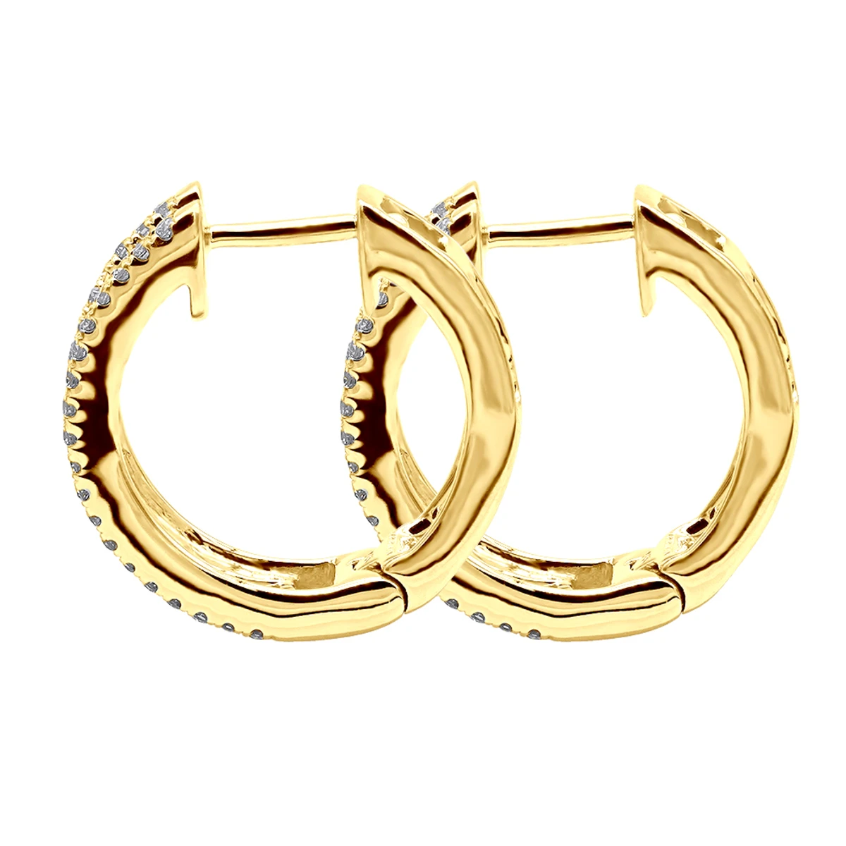 14K White Gold Natural Blue Sapphire And Diamond Huggie Earrings For Women 1ct 5 14K White Gold Natural Blue Sapphire And Diamond Huggie Earrings For Women 1ct - Image 5