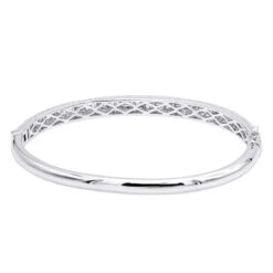 14K White Gold Pave Diamond Bangle Bracelet For Women 4.75ct By LUXURMAN -Luxurman jewelry 14k gold pave diamond bangle bracelet for women 475ct by luxurman backwh