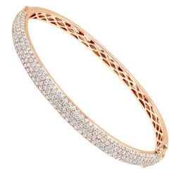14K White Gold Pave Diamond Bangle Bracelet For Women 4.75ct By LUXURMAN -Luxurman jewelry 14k gold pave diamond bangle bracelet for women 475ct by luxurman ro
