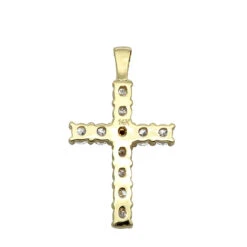 14K Yellow Gold Sapphire And Diamond Ladies Cross Pendant 1.32ct By Luxurman -Luxurman jewelry 14k gold sapphire and diamond ladies cross pendant 132ct by luxurman 001236 backye