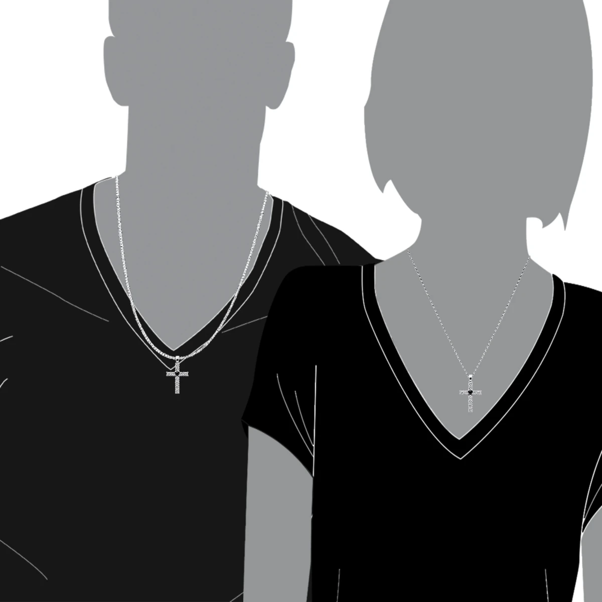 14K White Gold White And Black Diamond Cross Pendant For Men & Women 1.33ct 7 14K White Gold White And Black Diamond Cross Pendant For Men & Women 1.33ct - Image 7