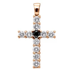 14K White Gold White And Black Diamond Cross Pendant For Men & Women 1.33ct 10 14K White Gold White And Black Diamond Cross Pendant For Men & Women 1.33ct -Luxurman jewelry 14k gold white and black diamond cross pendant for men women 133ct ro