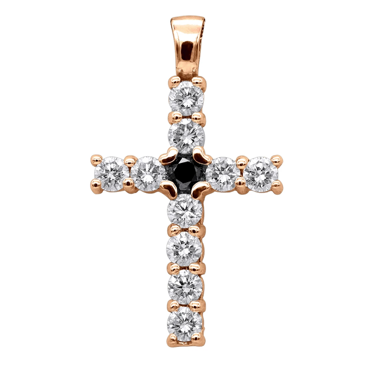14K White Gold White And Black Diamond Cross Pendant For Men & Women 1.33ct 3 14K White Gold White And Black Diamond Cross Pendant For Men & Women 1.33ct - Image 3