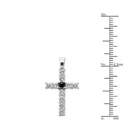 14K White Gold White And Black Diamond Cross Pendant For Men & Women 1.33ct 15 14K White Gold White And Black Diamond Cross Pendant For Men & Women 1.33ct -Luxurman jewelry 14k gold white and black diamond cross pendant for men women 133ct rulerwh