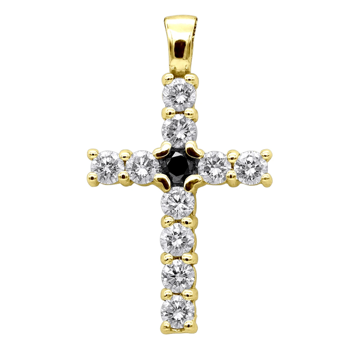 14K White Gold White And Black Diamond Cross Pendant For Men & Women 1.33ct 2 14K White Gold White And Black Diamond Cross Pendant For Men & Women 1.33ct - Image 2