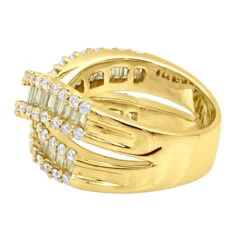 14K White Gold White Yellow Diamond Statement Criss Cross Ring For Women 2 Carats -Luxurman jewelry 14k gold white yellow diamond statement criss cross ring for women 2 carats backye