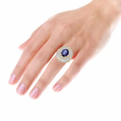 18K White Gold Unique Blue Sapphire And Diamonds Cocktail Ring For Women 7.87Ct 15 18K White Gold Unique Blue Sapphire And Diamonds Cocktail Ring For Women 7.87Ct -Luxurman jewelry 18k gold unique blue sapphire and diamonds cocktail ring for women 787ct bodye