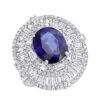 18K White Gold Unique Blue Sapphire And Diamonds Cocktail Ring For Women 7.87Ct