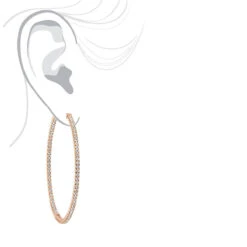 2.5 Inch Inside Out Diamond Hoop Earrings For Women 5 Carat VS Diamonds 14K Yellow Gold -Luxurman jewelry 25 inch inside out diamond hoop earrings for women 5 carat vs diamonds 14k gold 001285 bodro 1