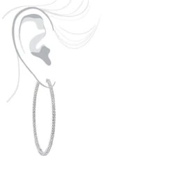 2.5 Inch Inside Out Diamond Hoop Earrings For Women 5 Carat VS Diamonds 14K Yellow Gold -Luxurman jewelry 25 inch inside out diamond hoop earrings for women 5 carat vs diamonds 14k gold 001285 bodwh