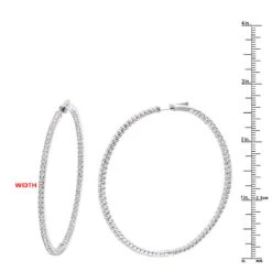 2.5 Inch Inside Out Diamond Hoop Earrings For Women 5 Carat VS Diamonds 14K Yellow Gold -Luxurman jewelry 25 inch inside out diamond hoop earrings for women 5 carat vs diamonds 14k gold 001285 rulerwh 1