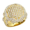 4 Carat Men's Diamond Ring Dripping Design 14K Yellow Gold Luxurman