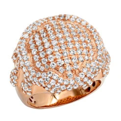 4 Carat Men's Diamond Ring Dripping Design 14K Yellow Gold Luxurman -Luxurman jewelry 4 carat unique mens diamond ring melting gold designer luxurman rings 14k gold ro