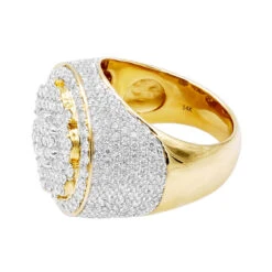 5 Carat Round Diamond Cluster Ring For Men Solid 14K Yellow Gold -Luxurman jewelry 5 carat round diamond cluster ring for men in solid 14k gold 803188 backye